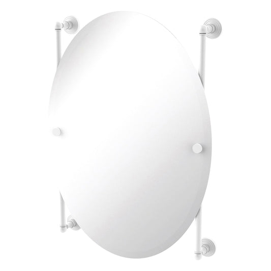 Allied Brass WP-27-91-WHM Waverly Place Matte White Oval Frameless Rail Wall-Mounted Mirror