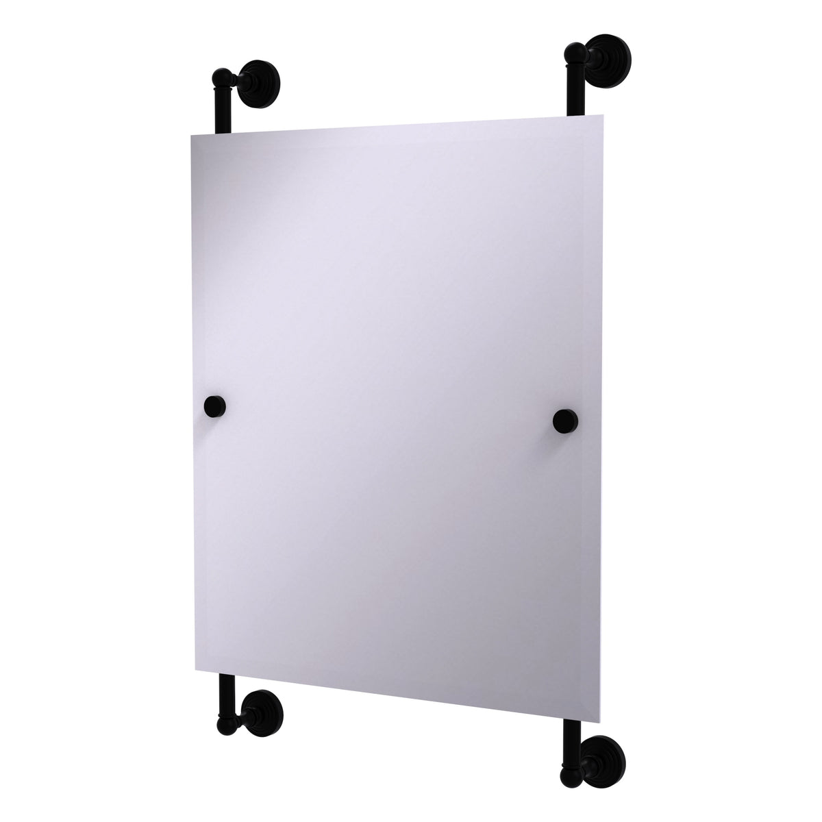 Allied Brass WP-27-92-BKM Waverly Place Matte Black Rectangular Portrait Frameless Rail Wall-Mounted Mirror