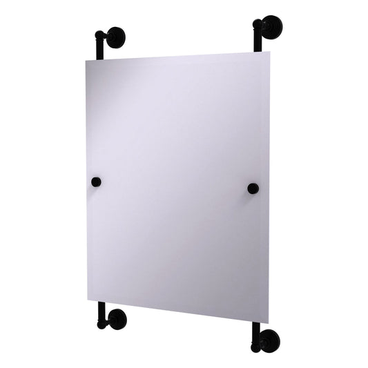 Allied Brass WP-27-92-BKM Waverly Place Matte Black Rectangular Portrait Frameless Rail Wall-Mounted Mirror