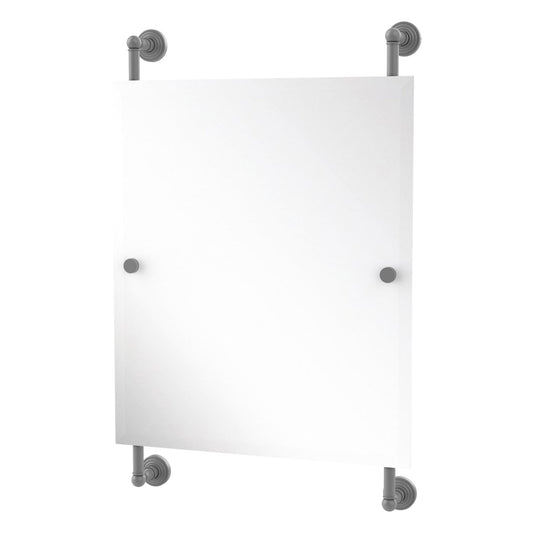 Allied Brass WP-27-92-GYM Waverly Place Matte Gray Rectangular Portrait Frameless Rail Wall-Mounted Mirror
