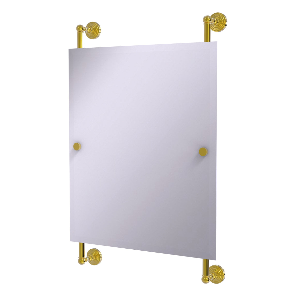Allied Brass WP-27-92-PB Waverly Place Polished Brass Rectangular Portrait Frameless Rail Wall-Mounted Mirror