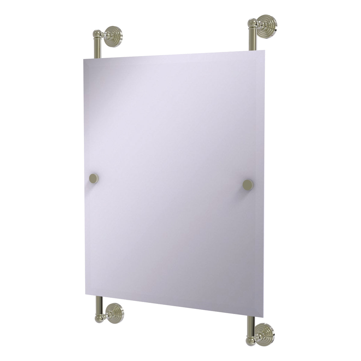 Allied Brass WP-27-92-PNI Waverly Place Polished Nickel Rectangular Portrait Frameless Rail Wall-Mounted Mirror