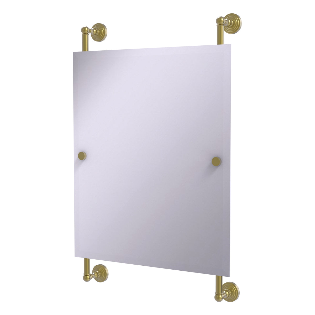 Allied Brass WP-27-92-SBR Waverly Place Satin Brass Rectangular Portrait Frameless Rail Wall-Mounted Mirror