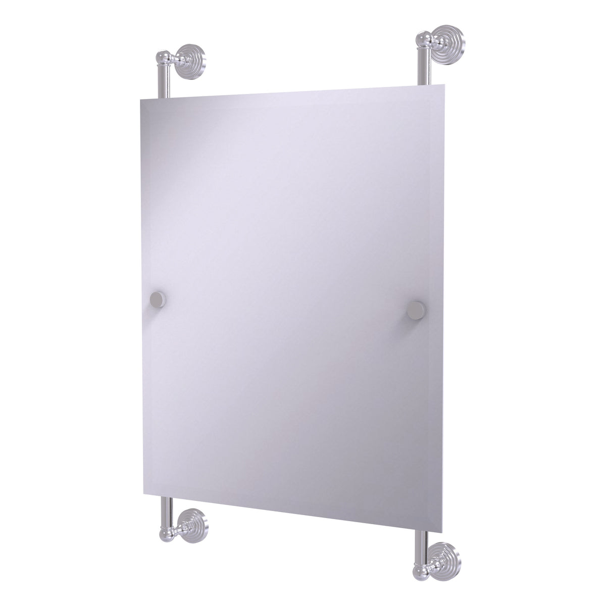 Allied Brass WP-27-92-SCH Waverly Place Satin Chrome Rectangular Portrait Frameless Rail Wall-Mounted Mirror
