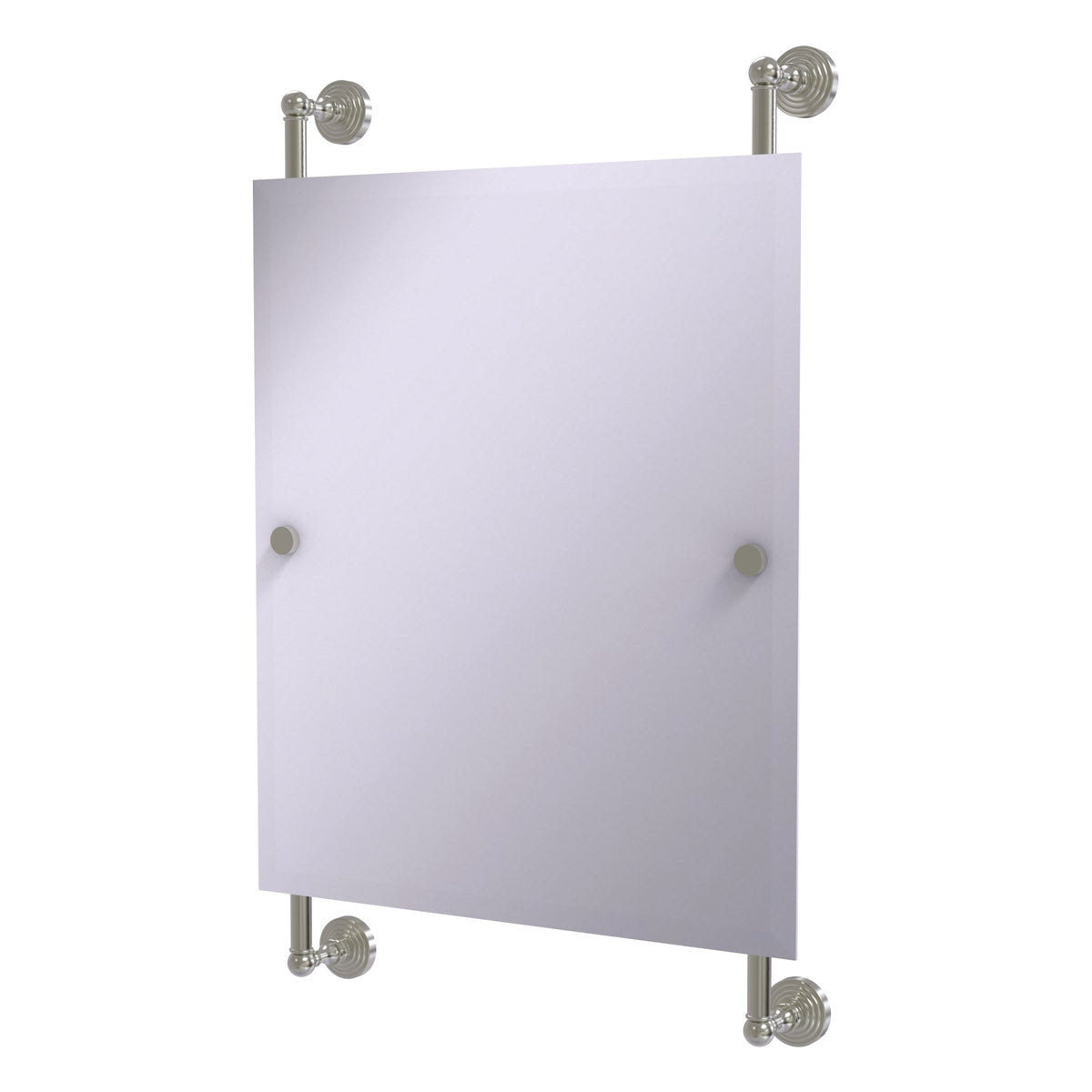 Allied Brass WP-27-92-SN Waverly Place Satin Nickel Rectangular Portrait Frameless Rail Wall-Mounted Mirror