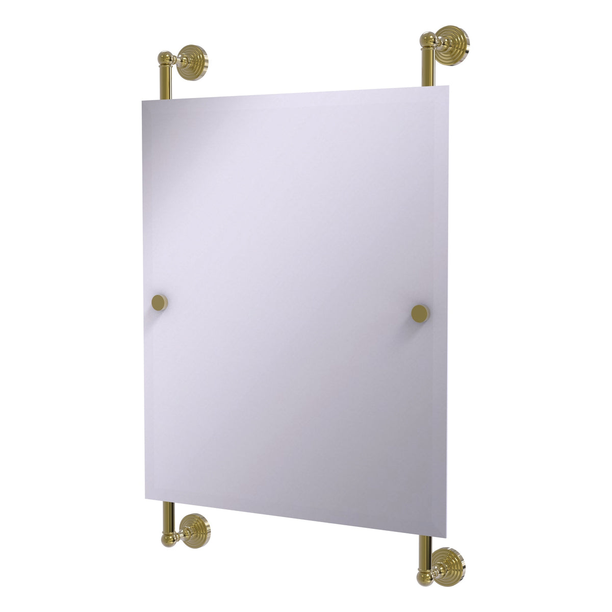 Allied Brass WP-27-92-UNL Waverly Place Unlacquered Brass Rectangular Portrait Frameless Rail Wall-Mounted Mirror