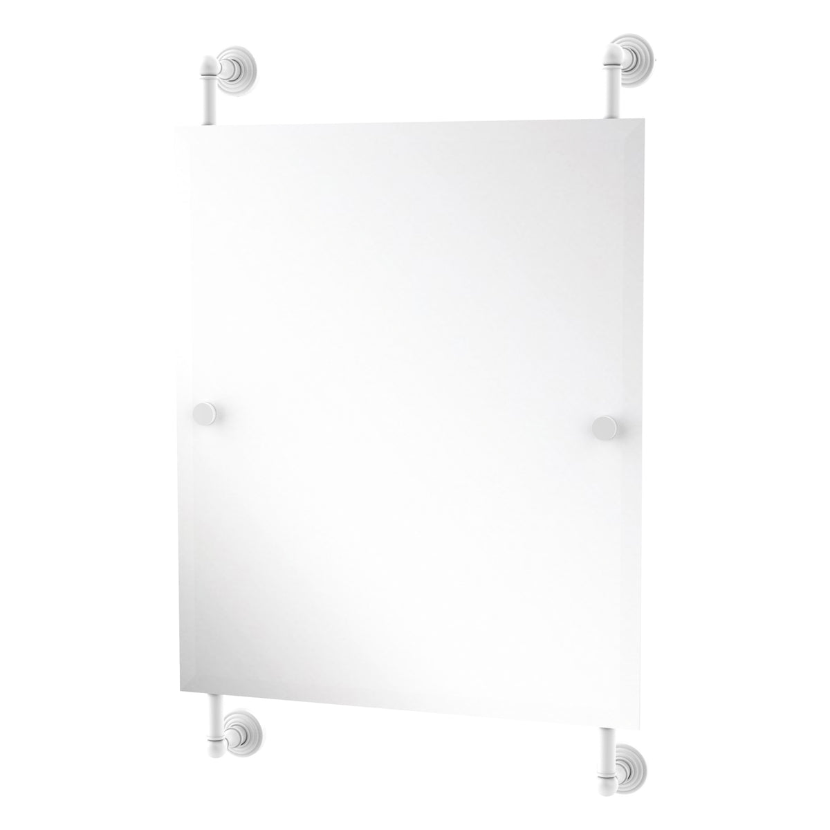 Allied Brass WP-27-92-WHM Waverly Place Matte White Rectangular Portrait Frameless Rail Wall-Mounted Mirror