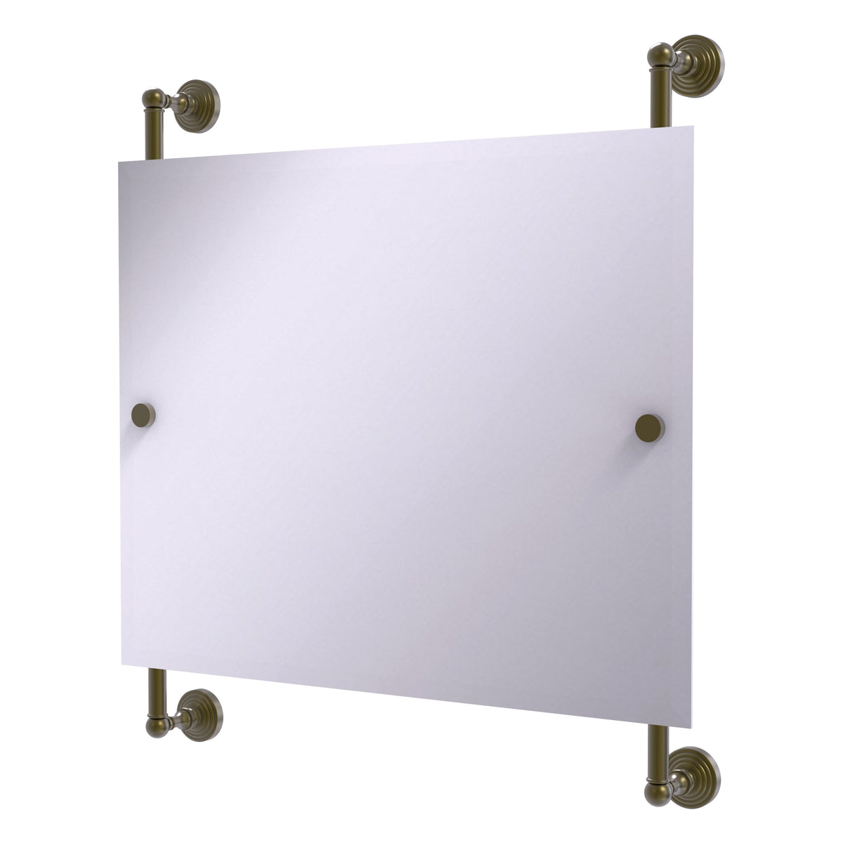 Allied Brass WP-27-93-ABR Waverly Place Antique Brass Rectangular Landscape Frameless Rail Wall-Mounted Mirror