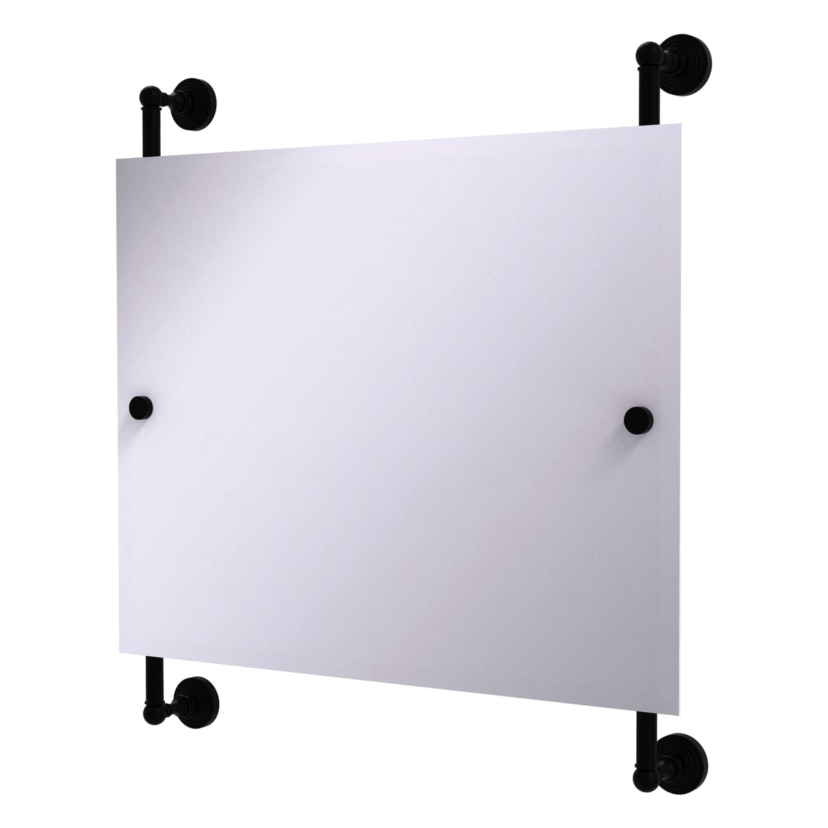 Allied Brass WP-27-93-BKM Waverly Place Matte Black Rectangular Landscape Frameless Rail Wall-Mounted Mirror