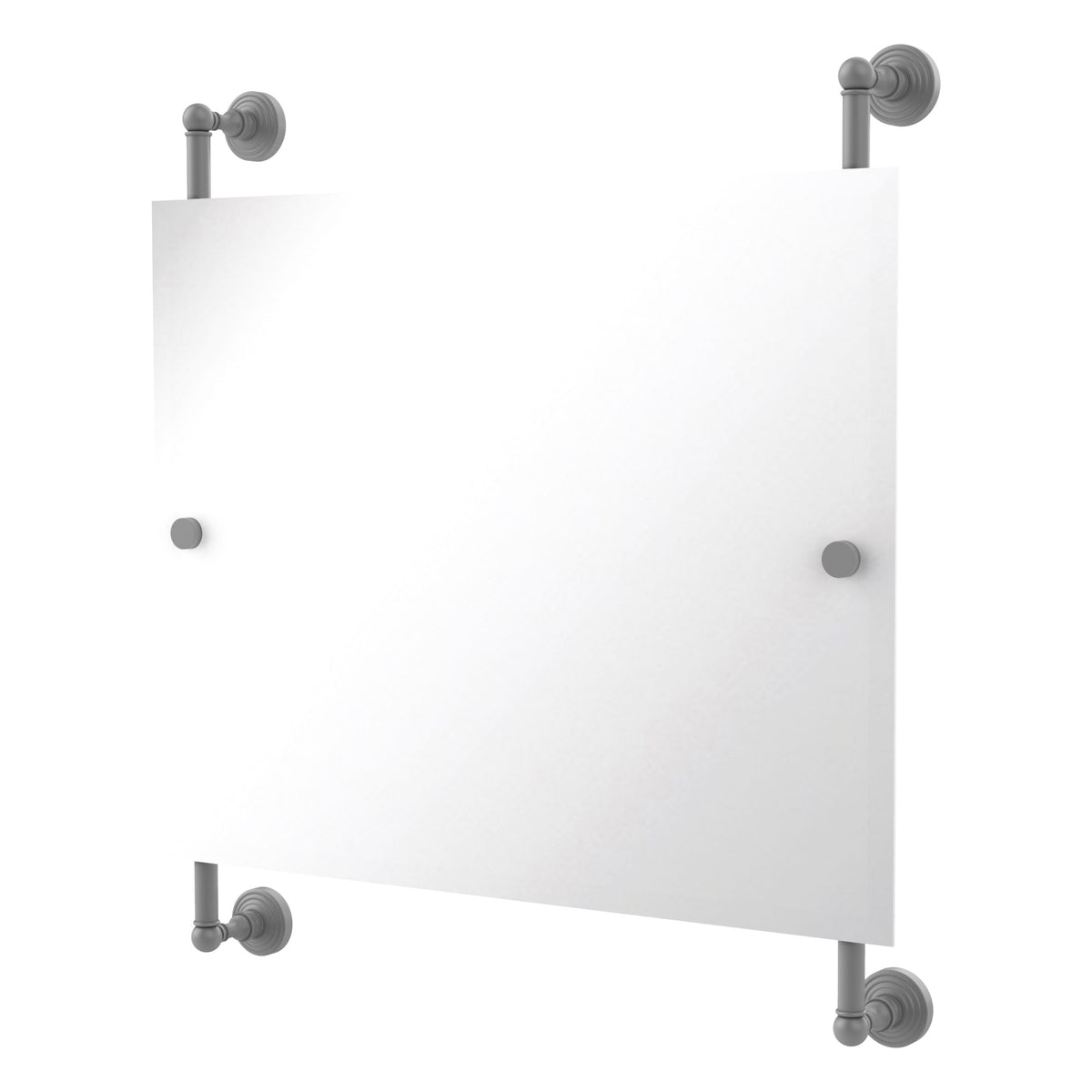 Allied Brass WP-27-93-GYM Waverly Place Matte Gray Rectangular Landscape Frameless Rail Wall-Mounted Mirror