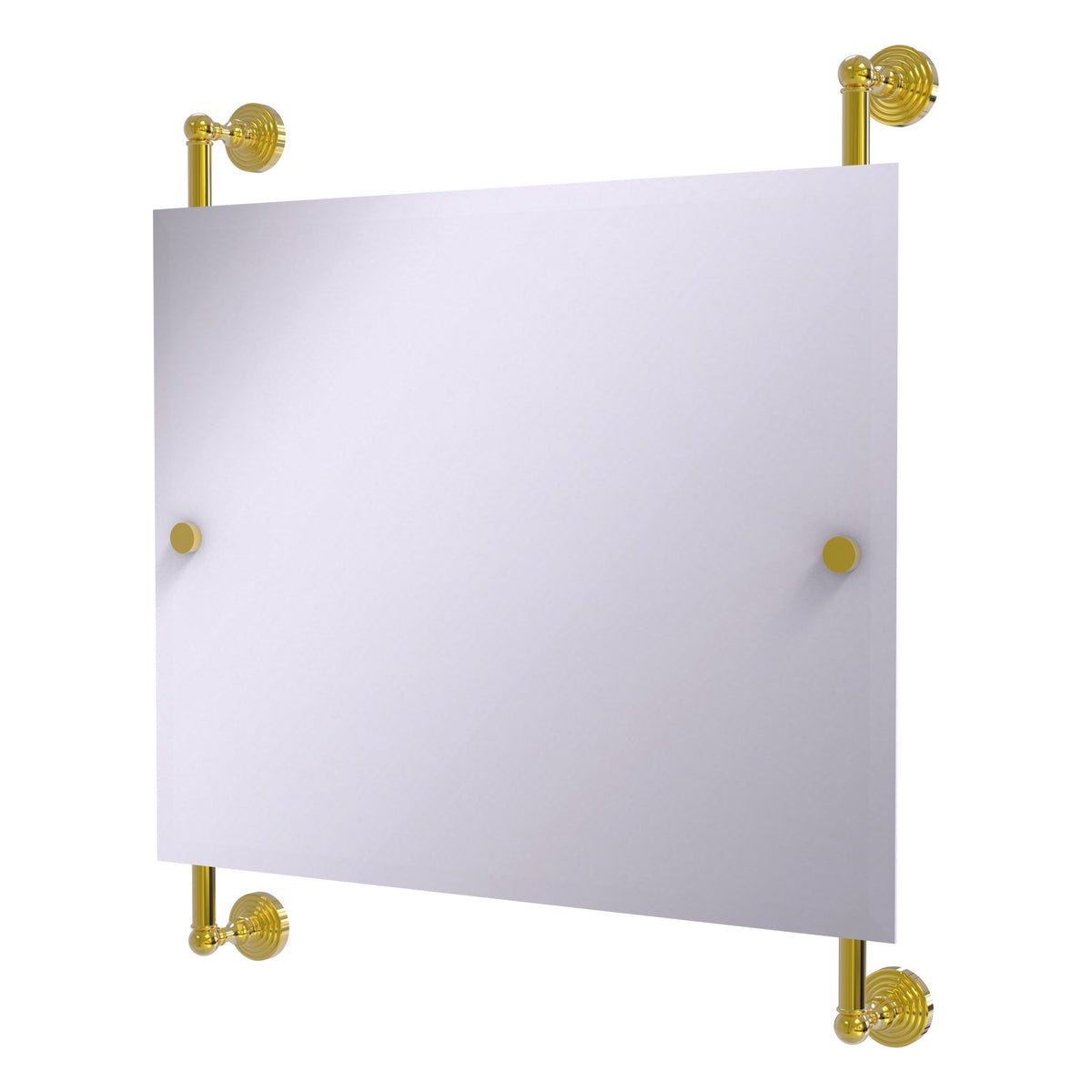 Allied Brass WP-27-93-PB Waverly Place Polished Brass Rectangular Landscape Frameless Rail Wall-Mounted Mirror