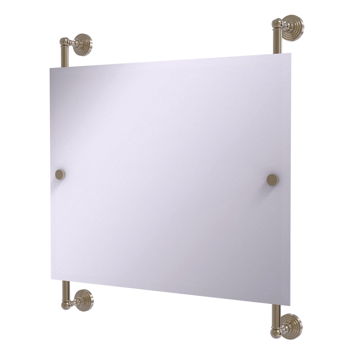 Allied Brass WP-27-93-PEW Waverly Place Antique Pewter Rectangular Landscape Frameless Rail Wall-Mounted Mirror