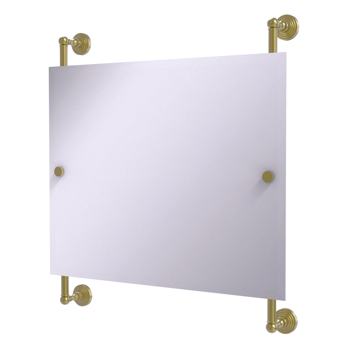 Allied Brass WP-27-93-SBR Waverly Place Satin Brass Rectangular Landscape Frameless Rail Wall-Mounted Mirror