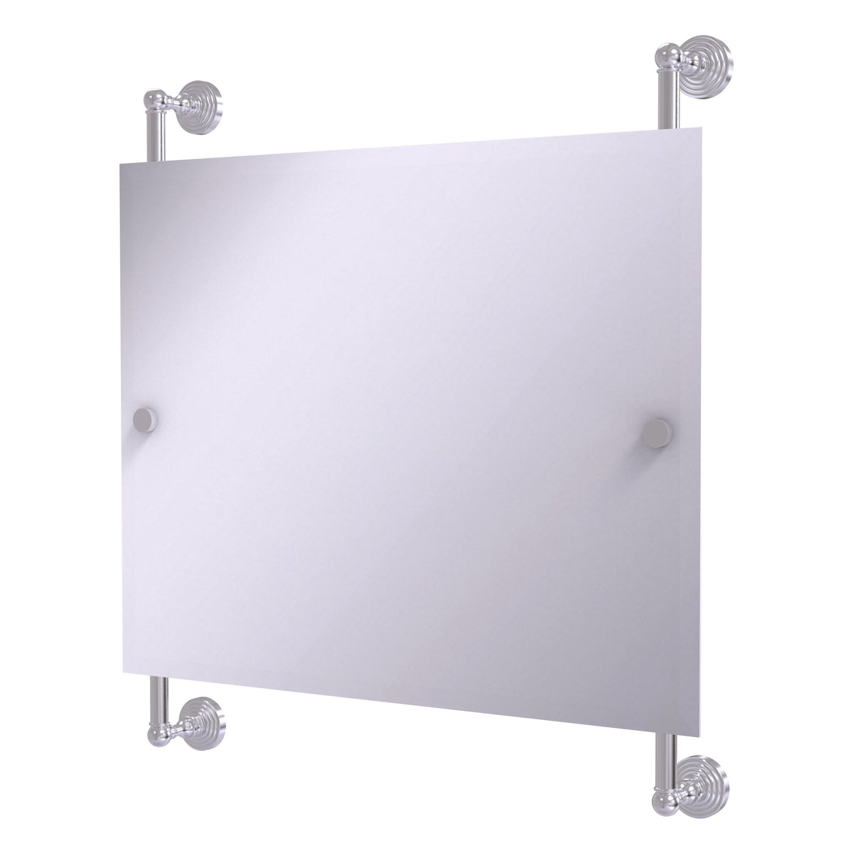 Allied Brass WP-27-93-SCH Waverly Place Satin Chrome Rectangular Landscape Frameless Rail Wall-Mounted Mirror