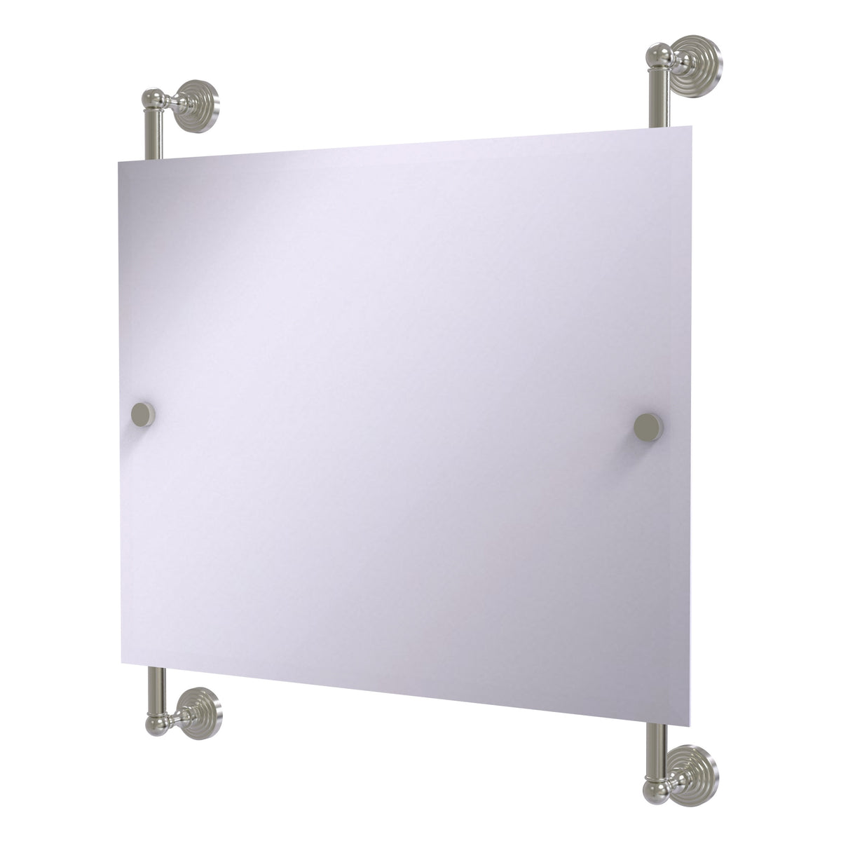 Allied Brass WP-27-93-SN Waverly Place Satin Nickel Rectangular Landscape Frameless Rail Wall-Mounted Mirror