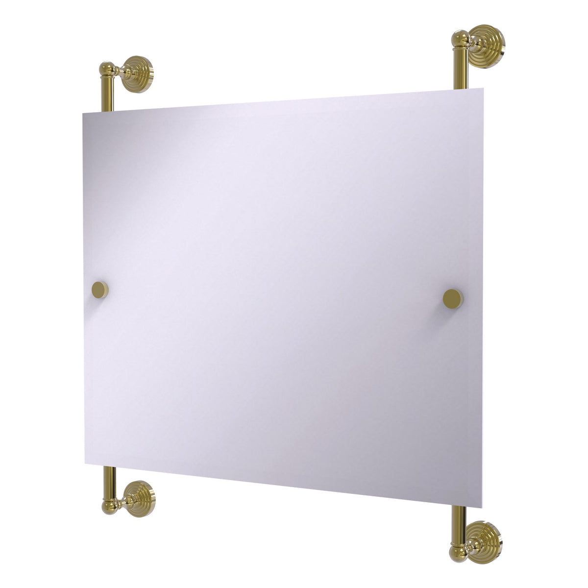 Allied Brass WP-27-93-UNL Waverly Place Unlacquered Brass Rectangular Landscape Frameless Rail Wall-Mounted Mirror