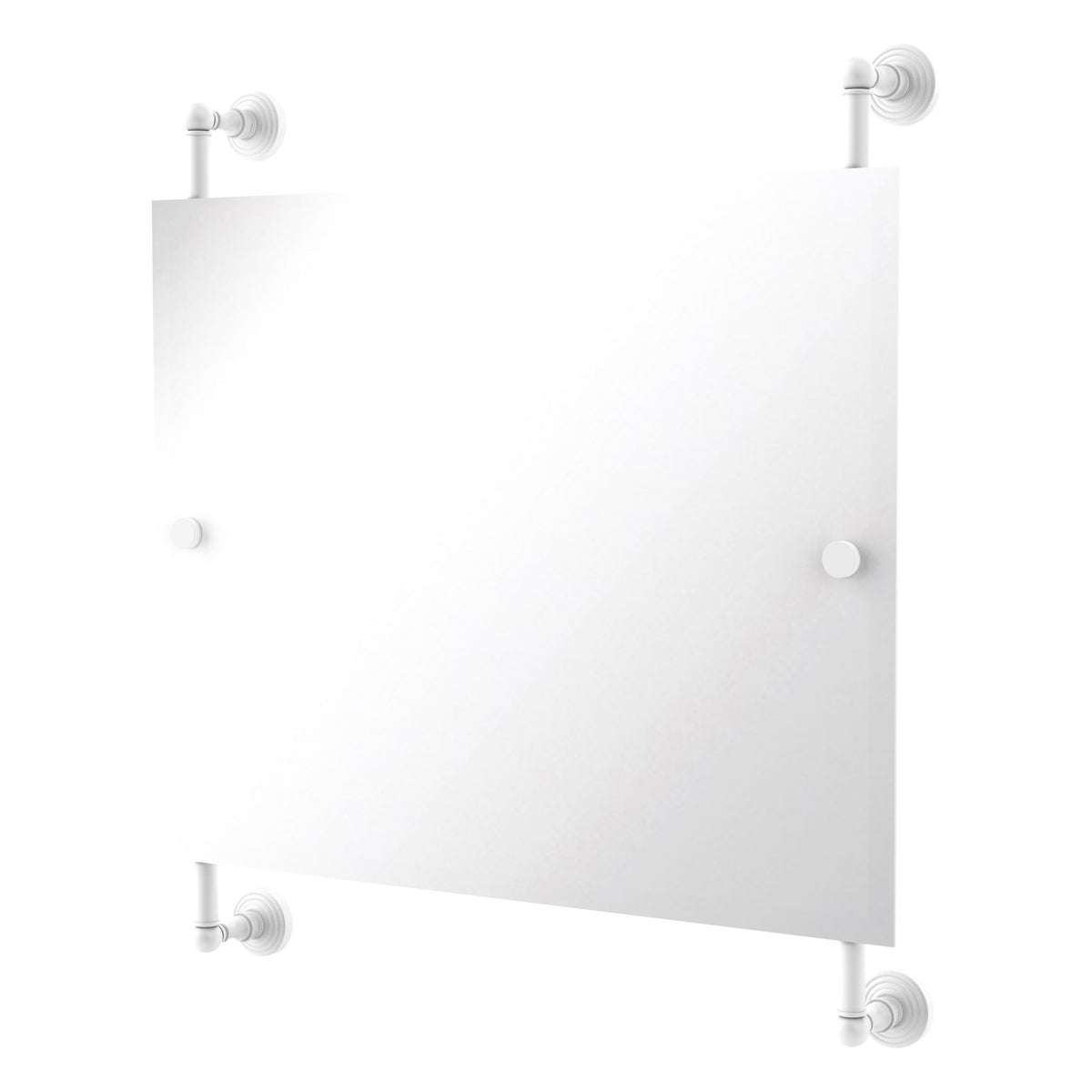 Allied Brass WP-27-93-WHM Waverly Place Matte White Rectangular Landscape Frameless Rail Wall-Mounted Mirror
