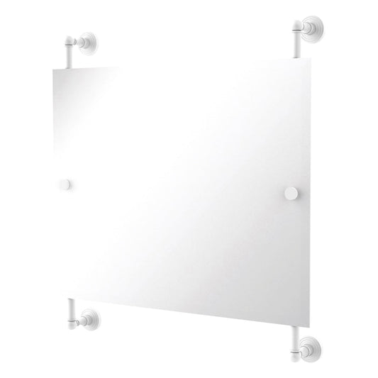 Allied Brass WP-27-93-WHM Waverly Place Matte White Rectangular Landscape Frameless Rail Wall-Mounted Mirror