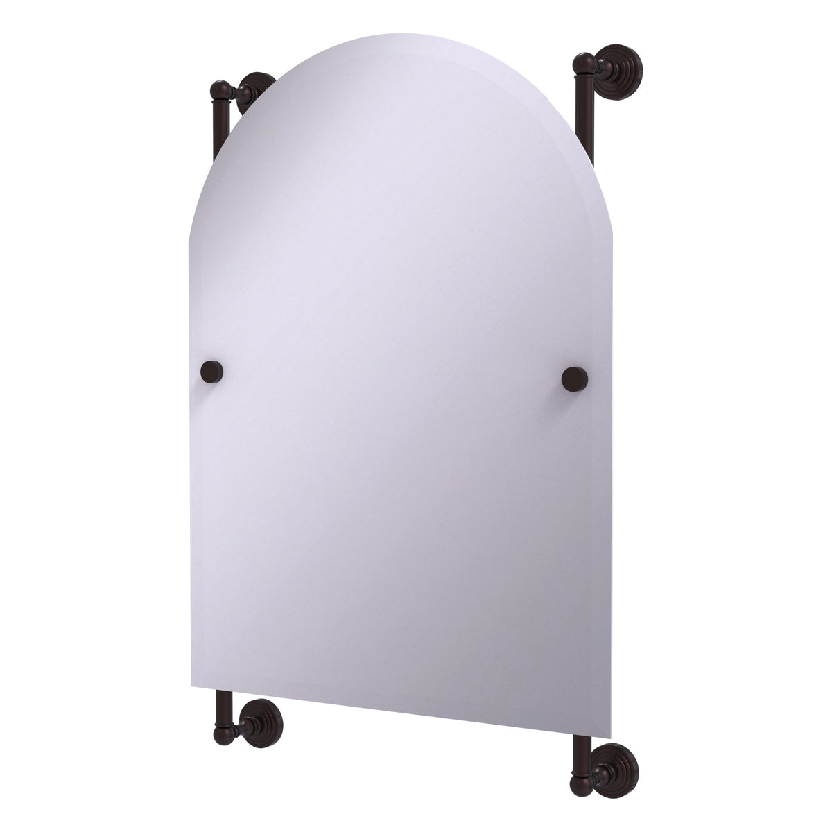 Allied Brass WP-27-94-ABZ Waverly Place Antique Bronze Arched Top Frameless Rail Wall-Mounted Mirror