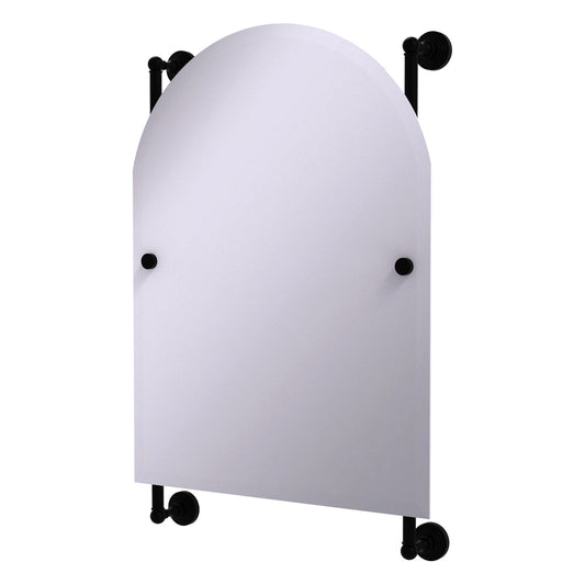 Allied Brass WP-27-94-BKM Waverly Place Matte Black Arched Top Frameless Rail Wall-Mounted Mirror