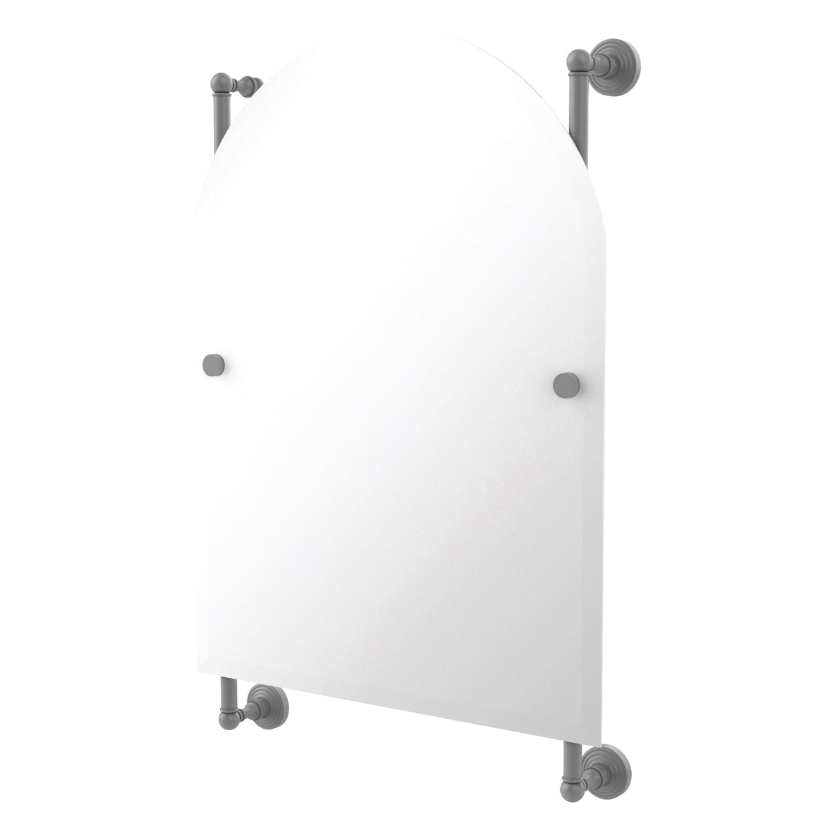 Allied Brass WP-27-94-GYM Waverly Place Matte Gray Arched Top Frameless Rail Wall-Mounted Mirror