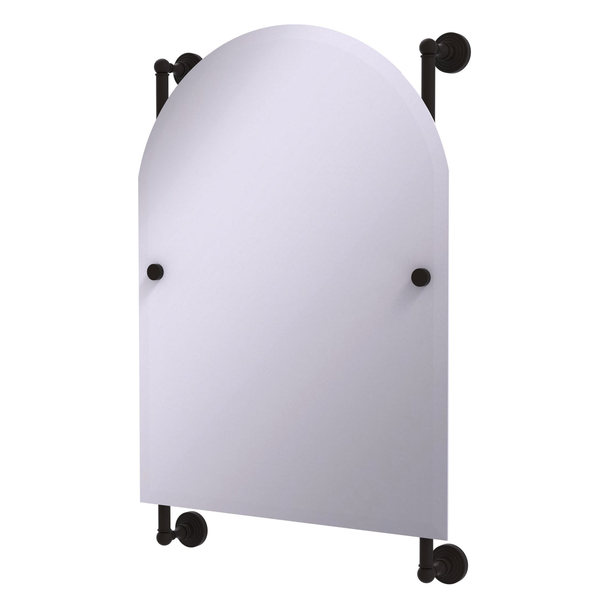 Allied Brass WP-27-94-ORB Waverly Place Oil Rubbed Bronze Arched Top Frameless Rail Wall-Mounted Mirror