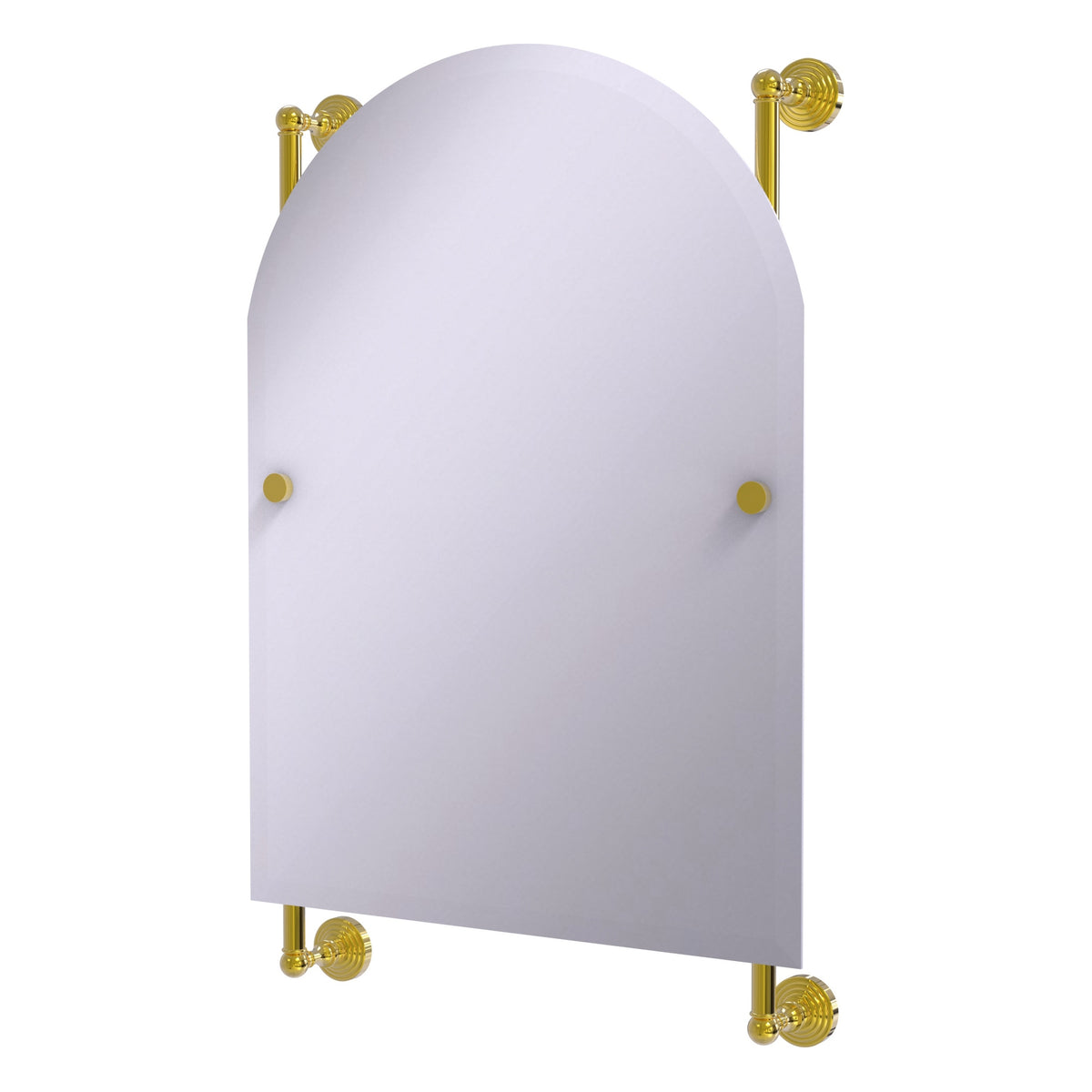 Allied Brass WP-27-94-PB Waverly Place Polished Brass Arched Top Frameless Rail Wall-Mounted Mirror