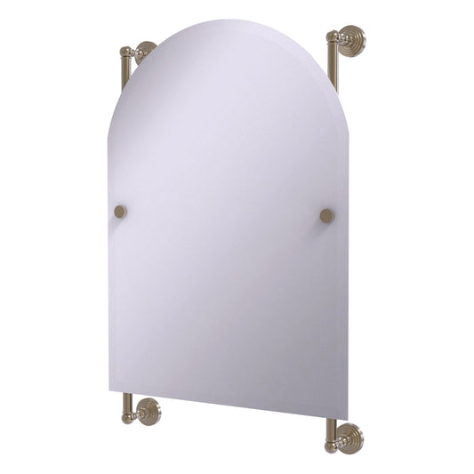 Allied Brass WP-27-94-PEW Waverly Place Antique Pewter Arched Top Frameless Rail Wall-Mounted Mirror