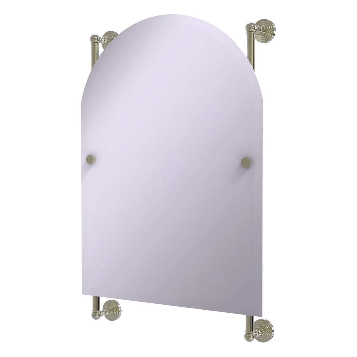 Allied Brass WP-27-94-PNI Waverly Place Polished Nickel Arched Top Frameless Rail Wall-Mounted Mirror