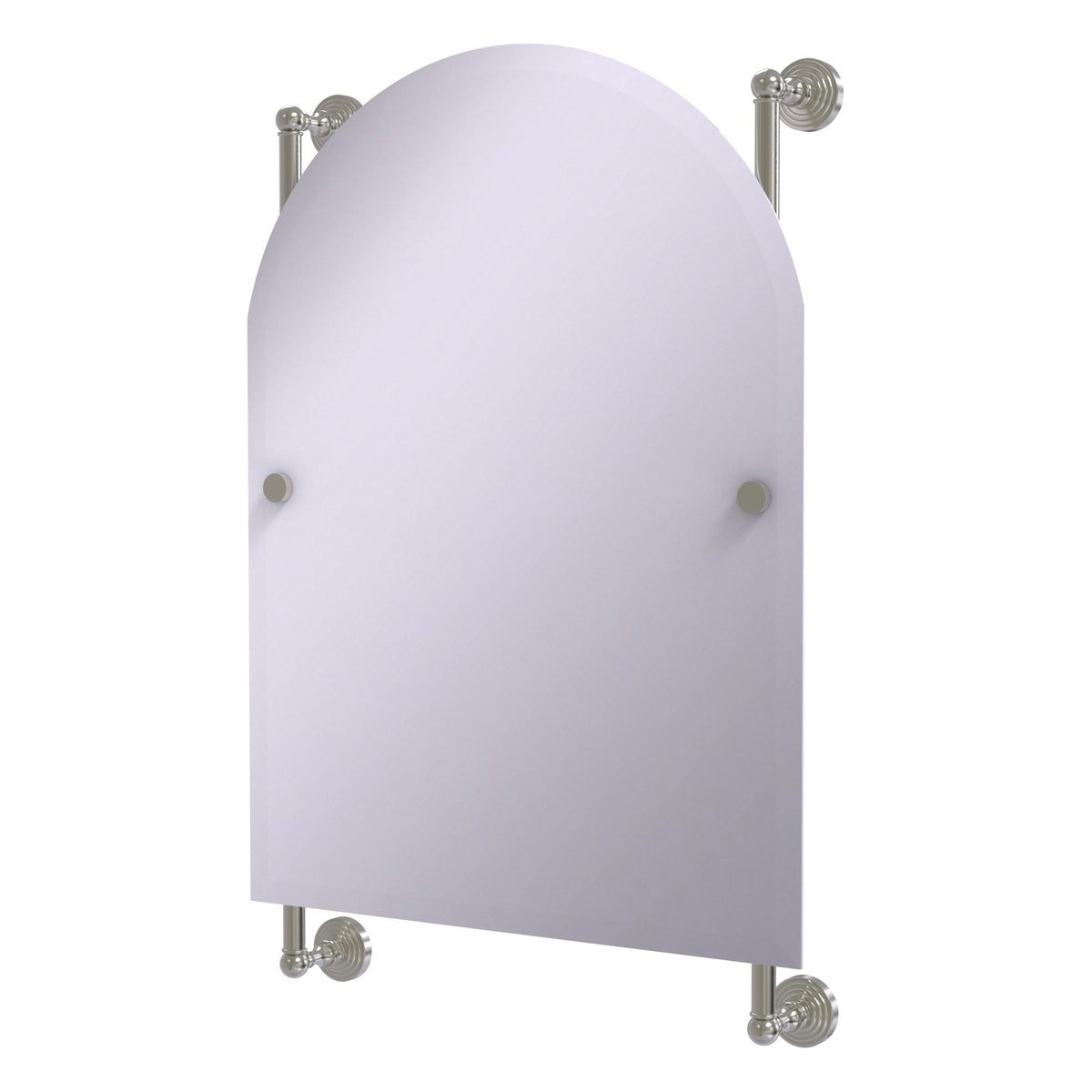 Allied Brass WP-27-94-SN Waverly Place Satin Nickel Arched Top Frameless Rail Wall-Mounted Mirror