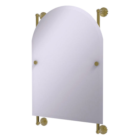 Allied Brass WP-27-94-UNL Waverly Place Unlacquered Brass Arched Top Frameless Rail Wall-Mounted Mirror