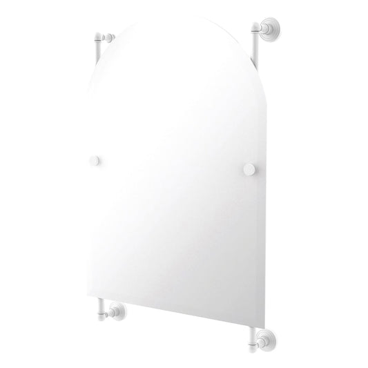Allied Brass WP-27-94-WHM Waverly Place Matte White Arched Top Frameless Rail Wall-Mounted Mirror
