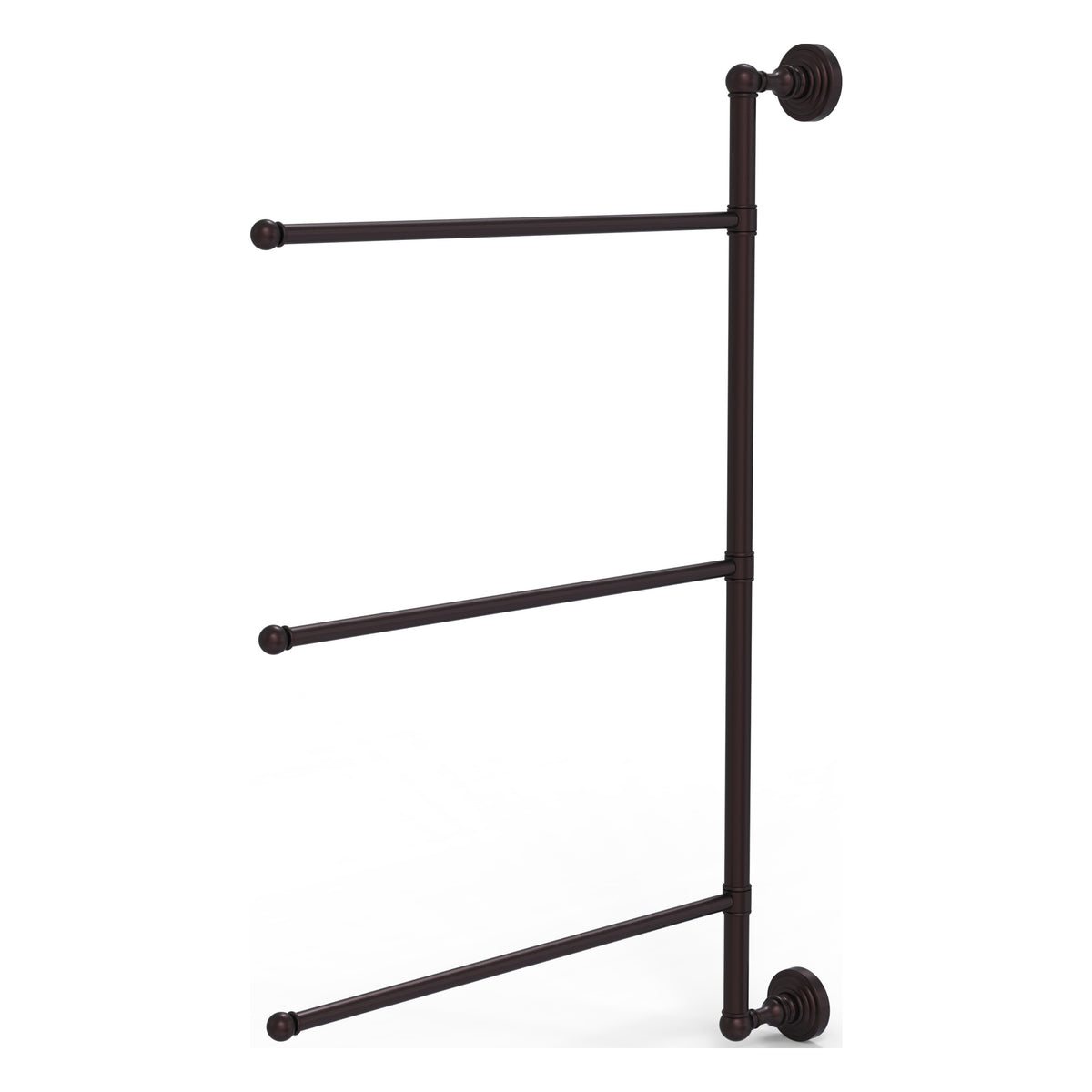 Allied Brass WP-27/3/16/28-ABZ Waverly Place 28" Antique Bronze 3 Swing Arm Vertical Vertical Towel Bar