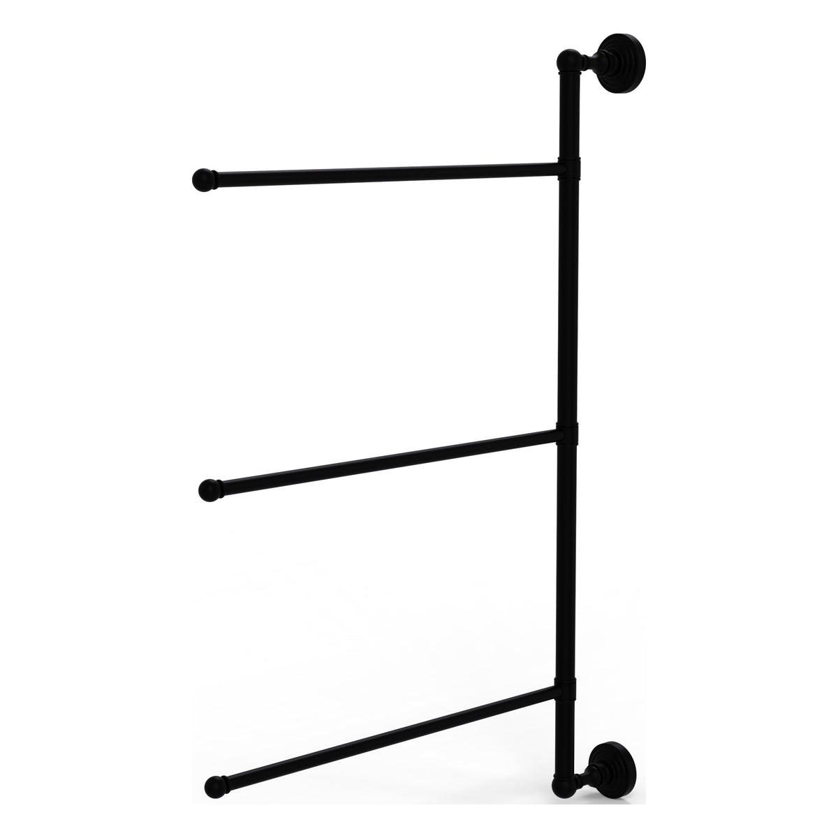 Allied Brass WP-27/3/16/28-BKM Waverly Place 28" Matte Black 3 Swing Arm Vertical Vertical Towel Bar