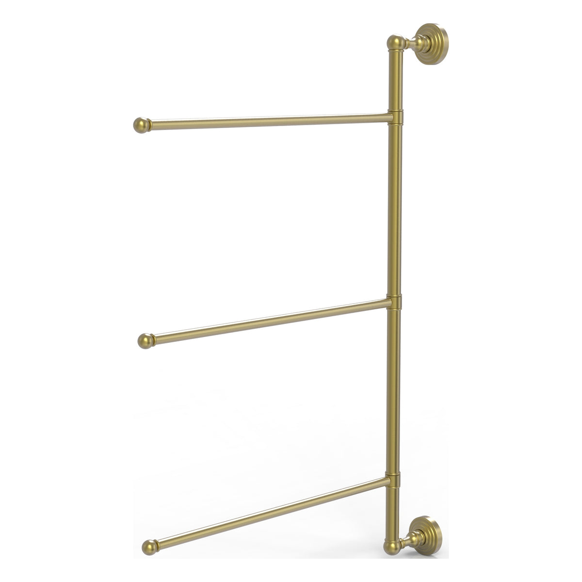 Allied Brass WP-27/3/16/28-SBR Waverly Place 28" Satin Brass 3 Swing Arm Vertical Vertical Towel Bar