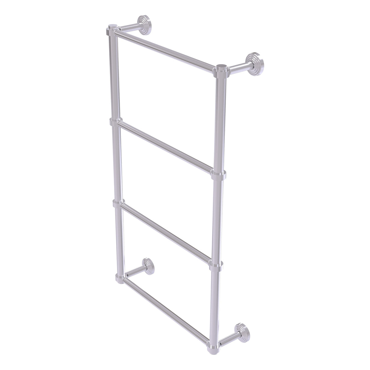 Allied Brass WP-28-24-SCH Waverly Place 24" 4-Tier Satin Chrome Ladder Towel Bar With Smooth Accents