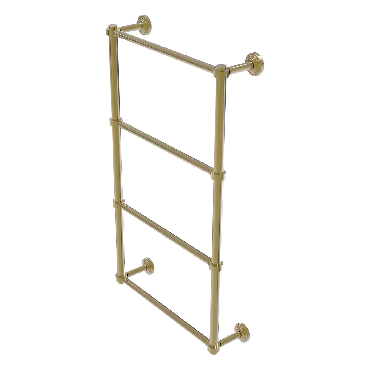 Allied Brass WP-28-24-UNL Waverly Place 24" 4-Tier Unlacquered Brass Ladder Towel Bar With Smooth Accents