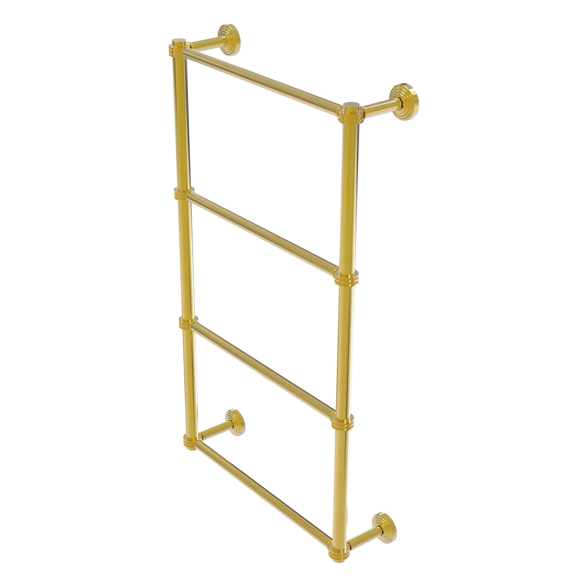 Allied Brass WP-28D-30-PB Waverly Place 30" 4-Tier Polished Brass Ladder Towel Bar With Dotted Detail