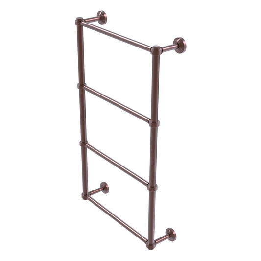 Allied Brass WP-28G-24-CA Waverly Place 24" 4-Tier Antique Copper Ladder Towel Bar With Grooved Detail