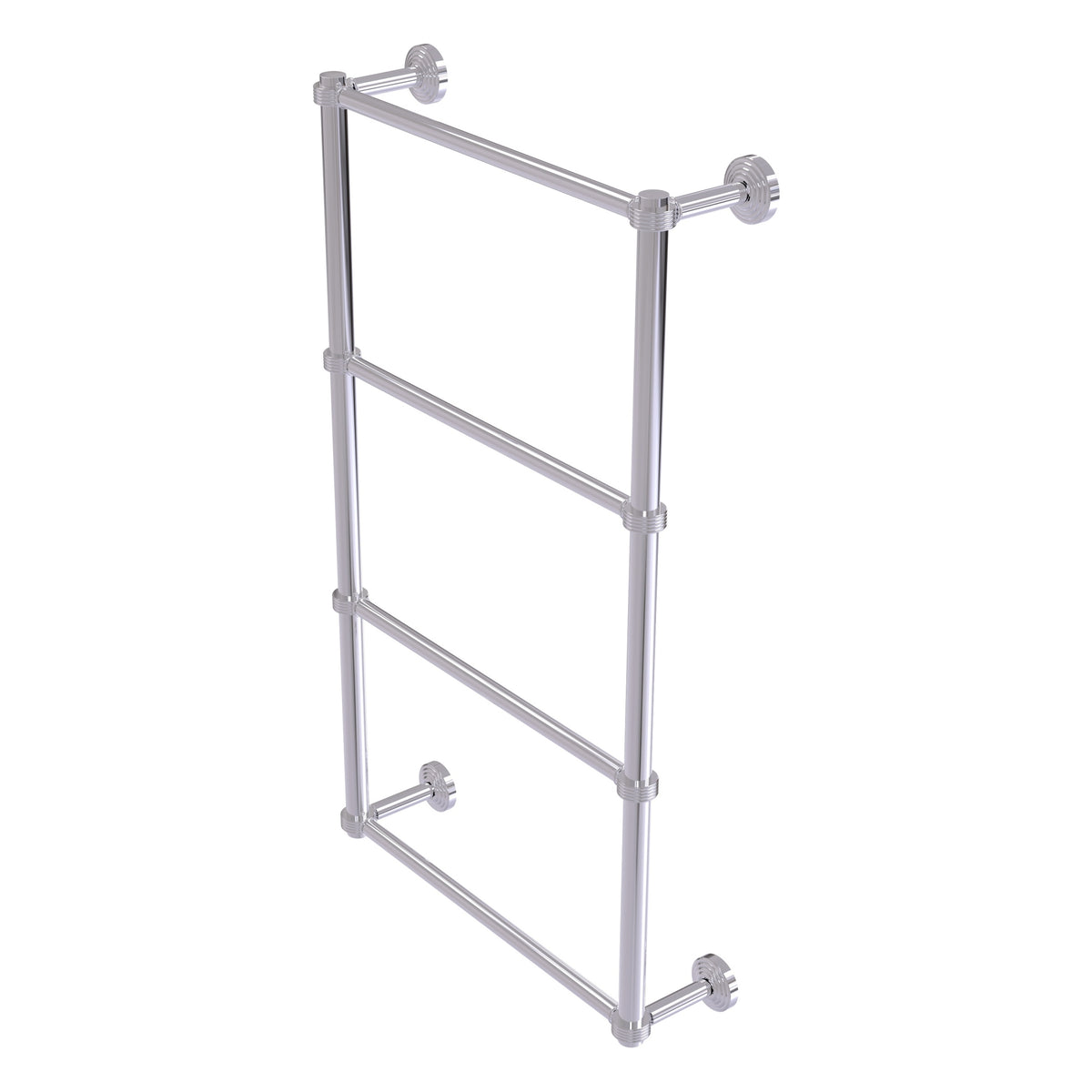Allied Brass WP-28G-24-PC Waverly Place 24" 4-Tier Polished Chrome Ladder Towel Bar With Grooved Detail