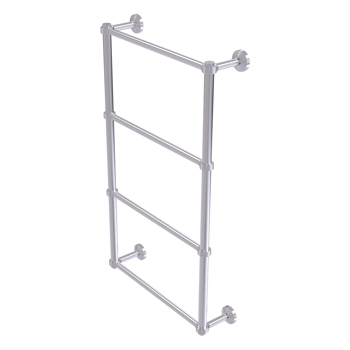 Allied Brass WP-28G-24-SCH Waverly Place 24" 4-Tier Satin Chrome Ladder Towel Bar With Grooved Detail
