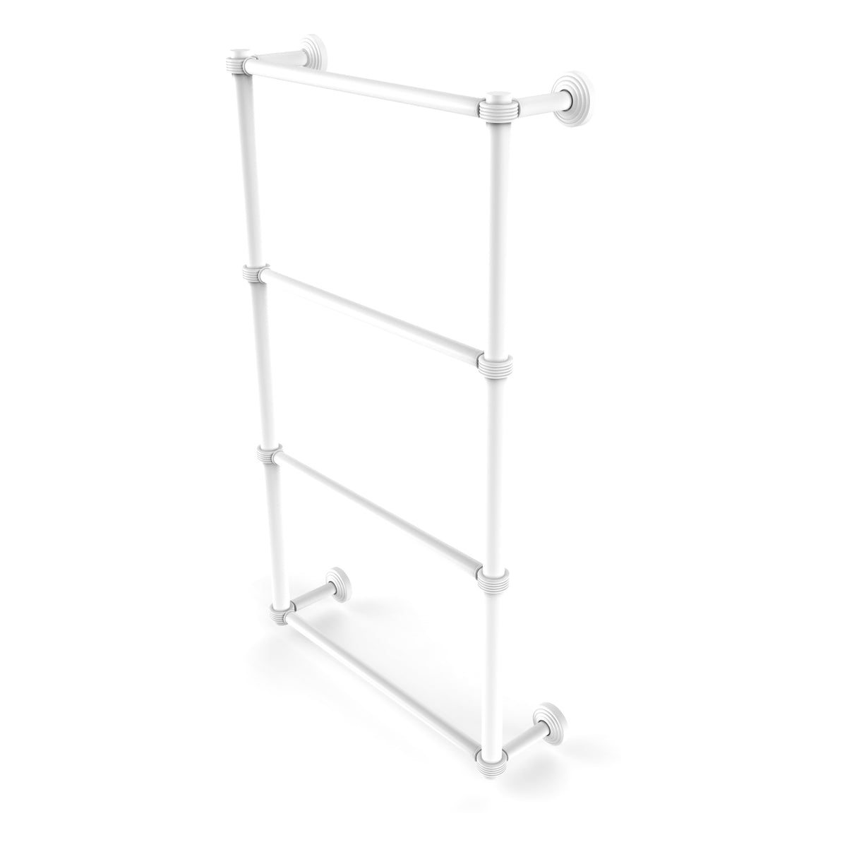 Allied Brass WP-28G-24-WHM Waverly Place 24" 4-Tier Matte White Ladder Towel Bar With Grooved Detail