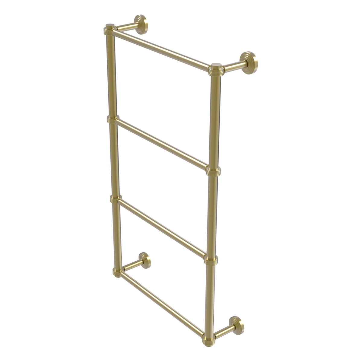 Allied Brass WP-28G-30-SBR Waverly Place 30" 4-Tier Satin Brass Ladder Towel Bar With Grooved Detail