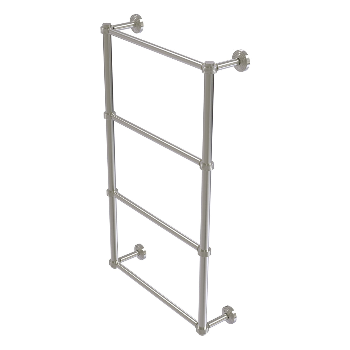 Allied Brass WP-28G-30-SN Waverly Place 30" 4-Tier Satin Nickel Ladder Towel Bar With Grooved Detail