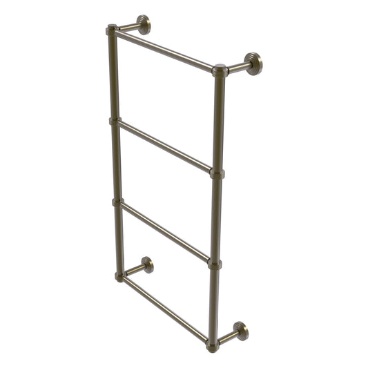 Allied Brass WP-28G-36-ABR Waverly Place 30" 4-Tier Antique Brass Ladder Towel Bar With Grooved Detail