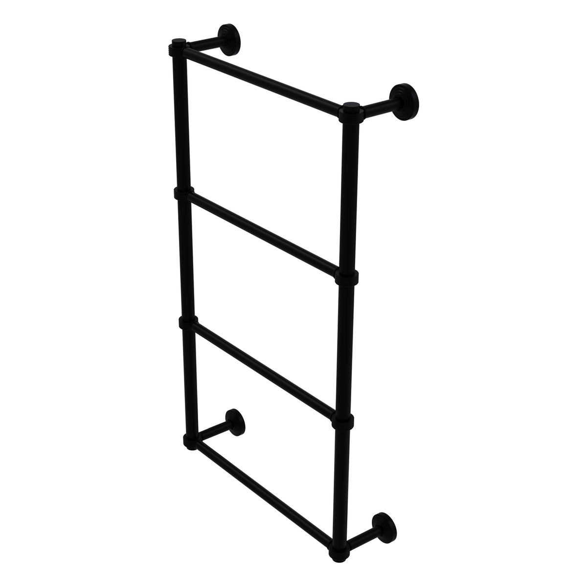 Allied Brass WP-28G-36-BKM Waverly Place 30" 4-Tier Matte Black Ladder Towel Bar With Grooved Detail