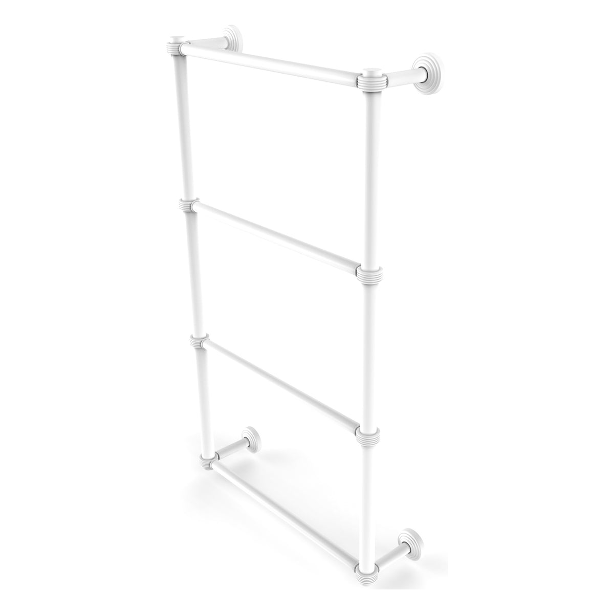 Allied Brass WP-28G-36-WHM Waverly Place 30" 4-Tier Matte White Ladder Towel Bar With Grooved Detail