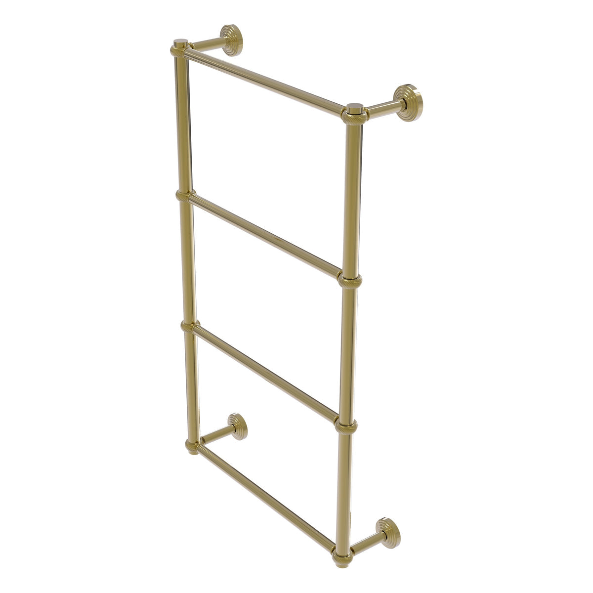 Allied Brass WP-28T-30-UNL Waverly Place 30" 4-Tier Unlacquered Brass Ladder Towel Bar With Twisted Detail