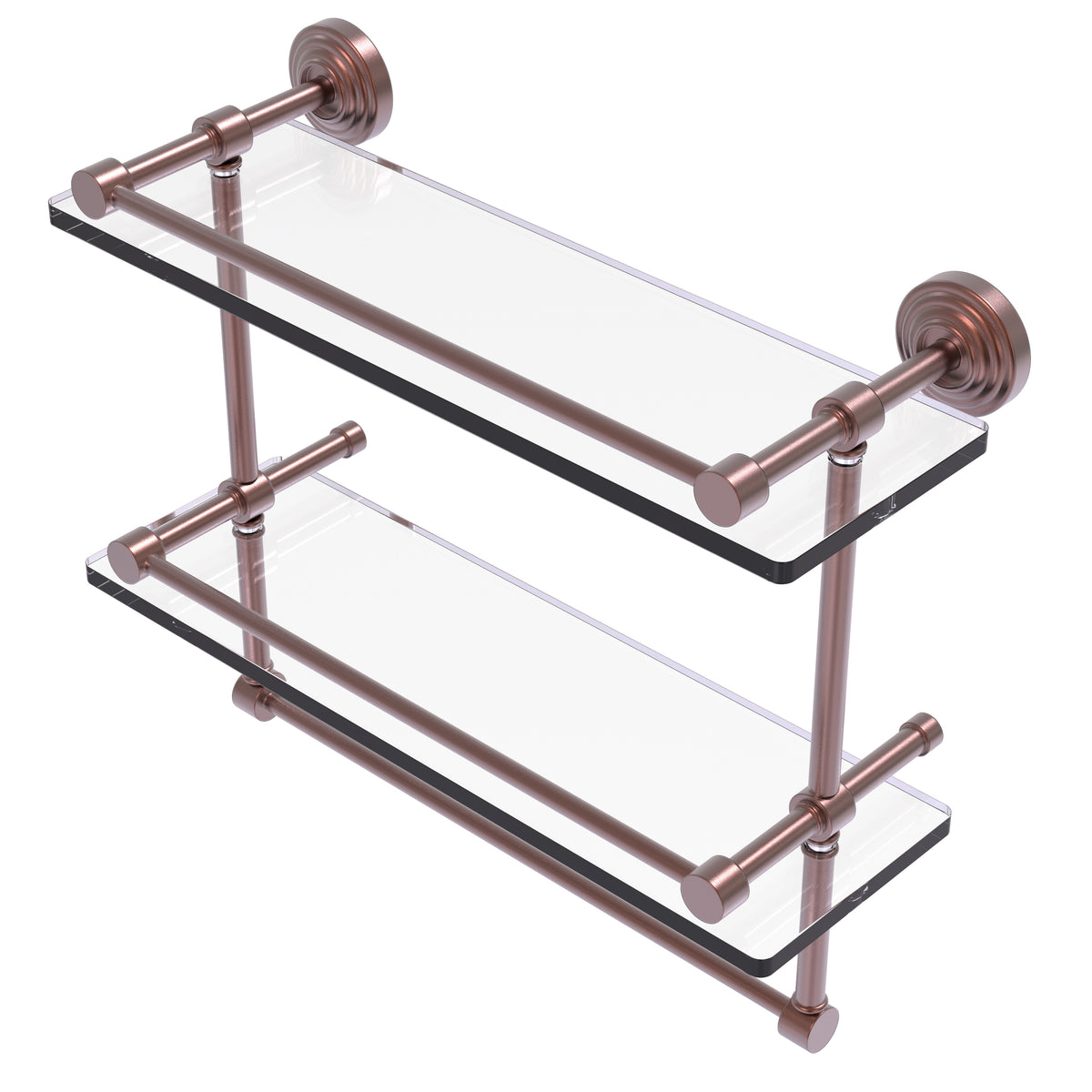 Allied Brass WP-2TB/16-GAL-CA Waverly Place 16" Antique Copper Double Glass Shelf