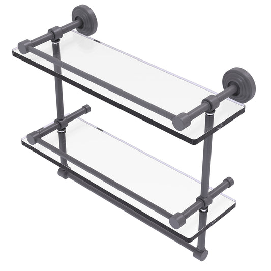 Allied Brass WP-2TB/16-GAL-GYM Waverly Place 16" Matte Gray Double Glass Shelf